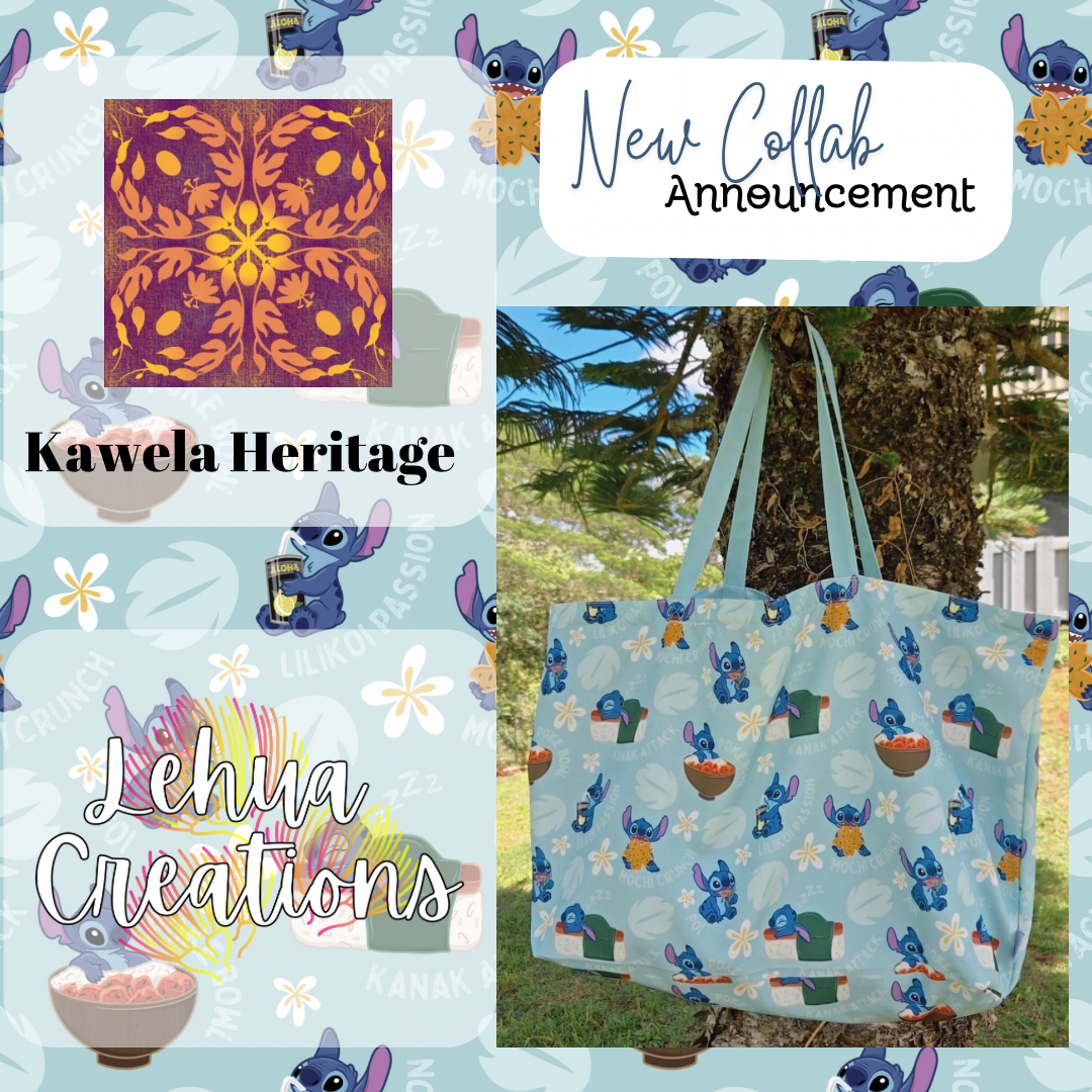 Lehua Creations & Kawela Heritage Collab Local Blue Guy Holoholo Bag