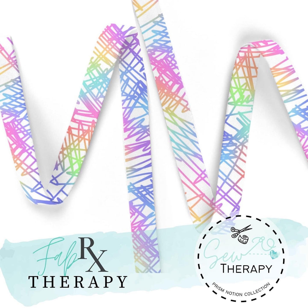 Rainbow Doodles on White - Seatbelt Webbing - RETIAL